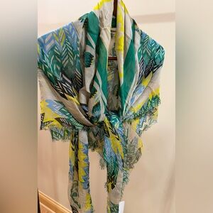 Zadig & Voltaire Multicolor Leaf Print Scarf